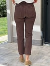 YÜKSEK BEL LİKRALI PAÇASI KESİK YUMUŞAK DOKULU MOM JEAN KAHVE 