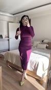 BALIKÇI YAKA MİDİ BOY ESNEK KUMAŞ DRAPE ELBİSE