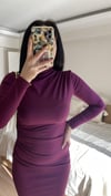 BALIKÇI YAKA MİDİ BOY ESNEK KUMAŞ DRAPE ELBİSE