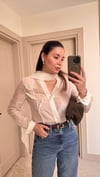 Fular Detaylı Transparan Bluz