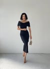 KURDE DETAYLI MADONNA YAKA ELBİSE