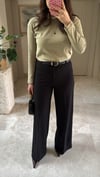 Likralı  Bol Paça Kumaş Pantalon