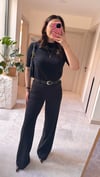 Likralı Bol Paça Kumaş Pantalon