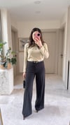 Likralı  Bol Paça Kumaş Pantalon