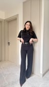 Likralı Bol Paça Kumaş Pantalon