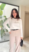 Likralı  Bol  Paça Kumaş Pantalon