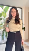 Likralı  Bol Paça Kumaş Pantalon