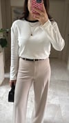 Likralı  Bol  Paça Kumaş Pantalon