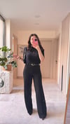 Likralı Bol Paça Kumaş Pantalon