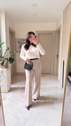 Likralı  Bol  Paça Kumaş Pantalon