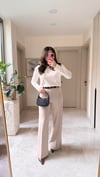 Likralı  Bol  Paça Kumaş Pantalon