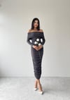 MADONNA YAKA ESNEK KUMAŞ MAXİ BOY DRAPE ELBİSE