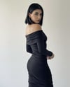 MADONNA YAKA MAXİ BOY ESNEK KUMAŞ DRAPE  ELBİSE 