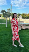 MİDİ GÖMLEK ELBİSE ÇİÇEK DESEN 