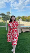 MİDİ GÖMLEK ELBİSE ÇİÇEK DESEN 