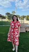 MİDİ GÖMLEK ELBİSE ÇİÇEK DESEN 