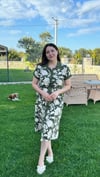 MİDİ GÖMLEK ELBİSE ÇİÇEK DESEN YEŞİL