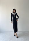 MİDİ GÜPÜR DETAYLI UZUN KOL ELBİSE 
