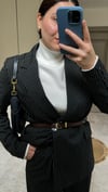 Oversize çizgili ceket pantalon takım