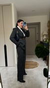 Oversize çizgili ceket pantalon takım