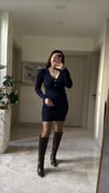 UZUN KOL V YAKA KISA TRİKO ELBİSE