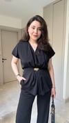 Vatkalı Aksesuar Detaylı Pantalon Takım