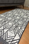 Çift taraflı saçaklı dekoratif yıkanabilir dokuma kilim geometrik