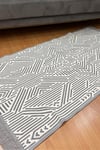 Çift taraflı saçaklı dekoratif yıkanabilir dokuma kilim çizgi