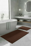 Makarna Banyo Paspası Kaymaz Tabanlı Yıkanabilir 2'li Set 60x100 & 40x60