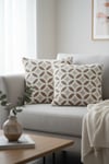 Puffy Pamuklu Kırlent Kılıfı 2'li Set 43x43 cm Fermuarlı Dekoratif Kırlent