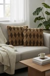 Puffy Pamuklu Kırlent Kılıfı 2'li Set 43x43 cm Fermuarlı Dekoratif Kırlent