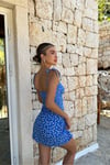 Mavi Askılı Çiçekli Elbise