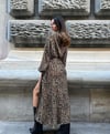 Saten Kruvaze Leopar Elbise