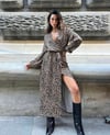 Saten Kruvaze Leopar Elbise