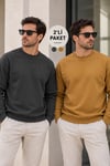Erkek 2’li Paket Bisiklet Yaka Basic Günlük Sweatshirt - Antrasit & Kahve Antrasit