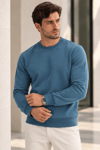 Erkek 2’li Set Bisiklet Yaka Basic Sweatshirt Mavi & Sarı Mavi
