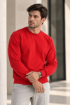 Erkek 2’li Set Bisiklet Yaka Basic Sweatshirt Kırmızı & Lacivert Kırmızı