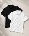 Erkek 2'li Polo Yaka Tişört Siyah-Beyaz %100 Pamuk Çekmeyen Kumaş Regular Fit