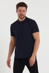 Erkek 2'li Polo Yaka Tişört Siyah-Lacivert %100 Pamuk Çekmeyen Kumaş Regular Fit