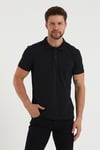 Erkek 2'li Polo Yaka Tişört Siyah-Siyah %100 Pamuk Çekmeyen Kumaş Regular Fit