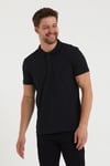 Erkek 2'li Polo Yaka Tişört Siyah-Siyah %100 Pamuk Çekmeyen Kumaş Regular Fit