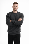 Erkek Antrasit 3 İplik Şardonlu Kalın Basic Bisiklet Yaka Oversize Sweatshirt