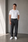 Erkek Antrasit Baggy Fit Pileli Kumaş Pantolon