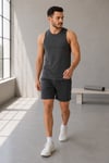 Erkek Antrasit Melanj Bisiklet Yaka Slim Fit Sporcu Atlet