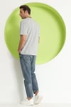 Erkek Baskılı Oversize T-Shirt  Gri Melanj