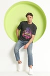 Erkek Baskılı Oversize T-Shirt Antrasit
