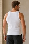 Erkek Beyaz Fitilli U Yaka Slim Fit Basic Atlet
