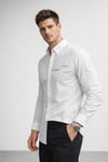 Erkek Beyaz Regular Fit Minimal Nakış Detaylı Gömlek