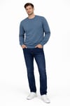 Erkek Bisiklet Yaka Regular Fit 3 İplik Pamuklu Mavi Sweatshirt