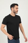 Erkek Bisiklet Yaka Regular Fit Carbon Fırcalı Tisort Siyah